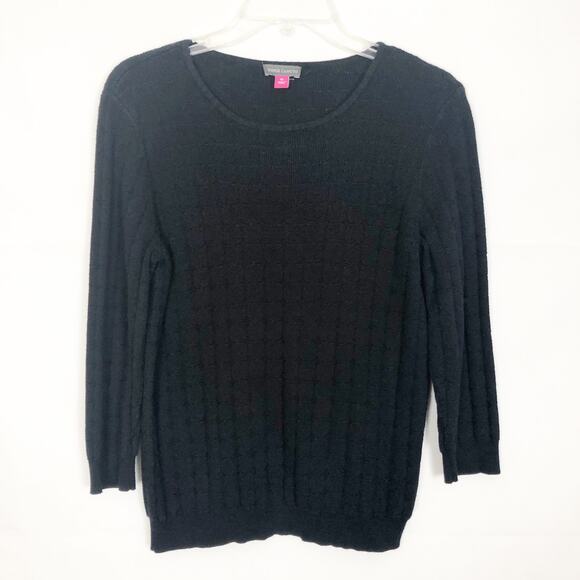 Vince Camuto 3/4 Sleeve Ribbed Black Sweater M - Picture 1 of 10